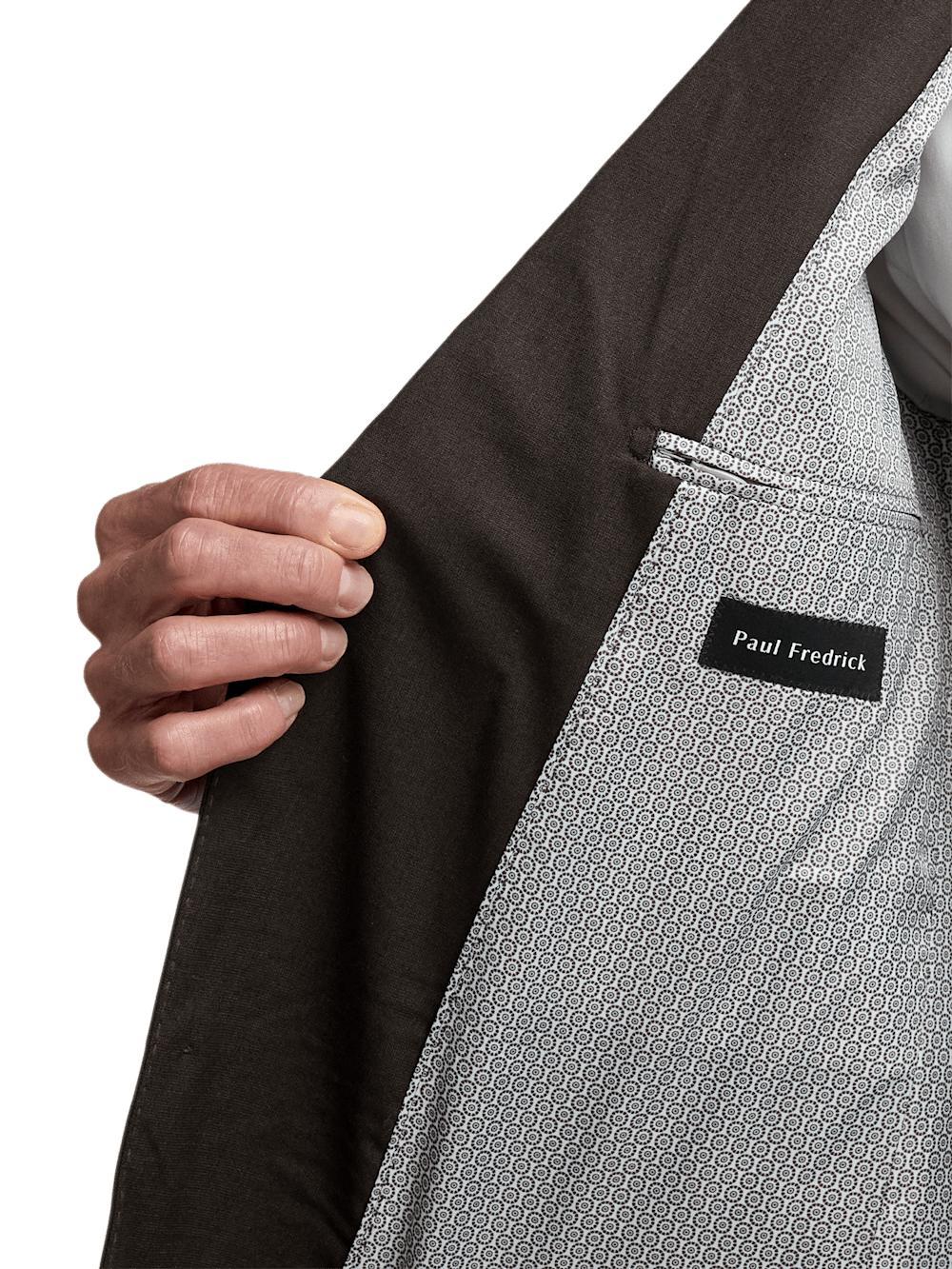 Wool Stretch Bengaline Single Breasted Peak Lapel Suit - Dark Brown Product Image