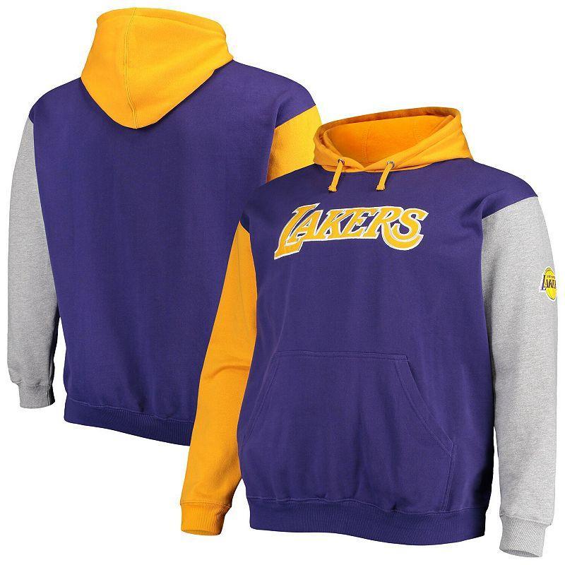 Men's Fanatics Branded Purple/Gold Los Angeles Lakers Big & Tall Double Contrast Pullover Hoodie, Size: XLT Product Image