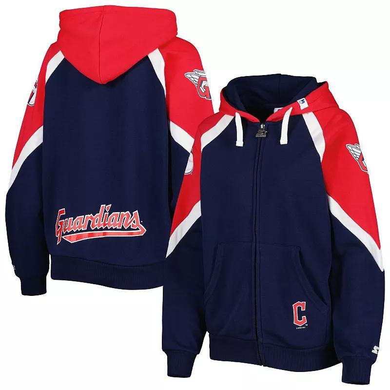 Womens Starter Navy/Red Cleveland Guardians Hail Mary Full-Zip Hoodie Grd Blue Product Image