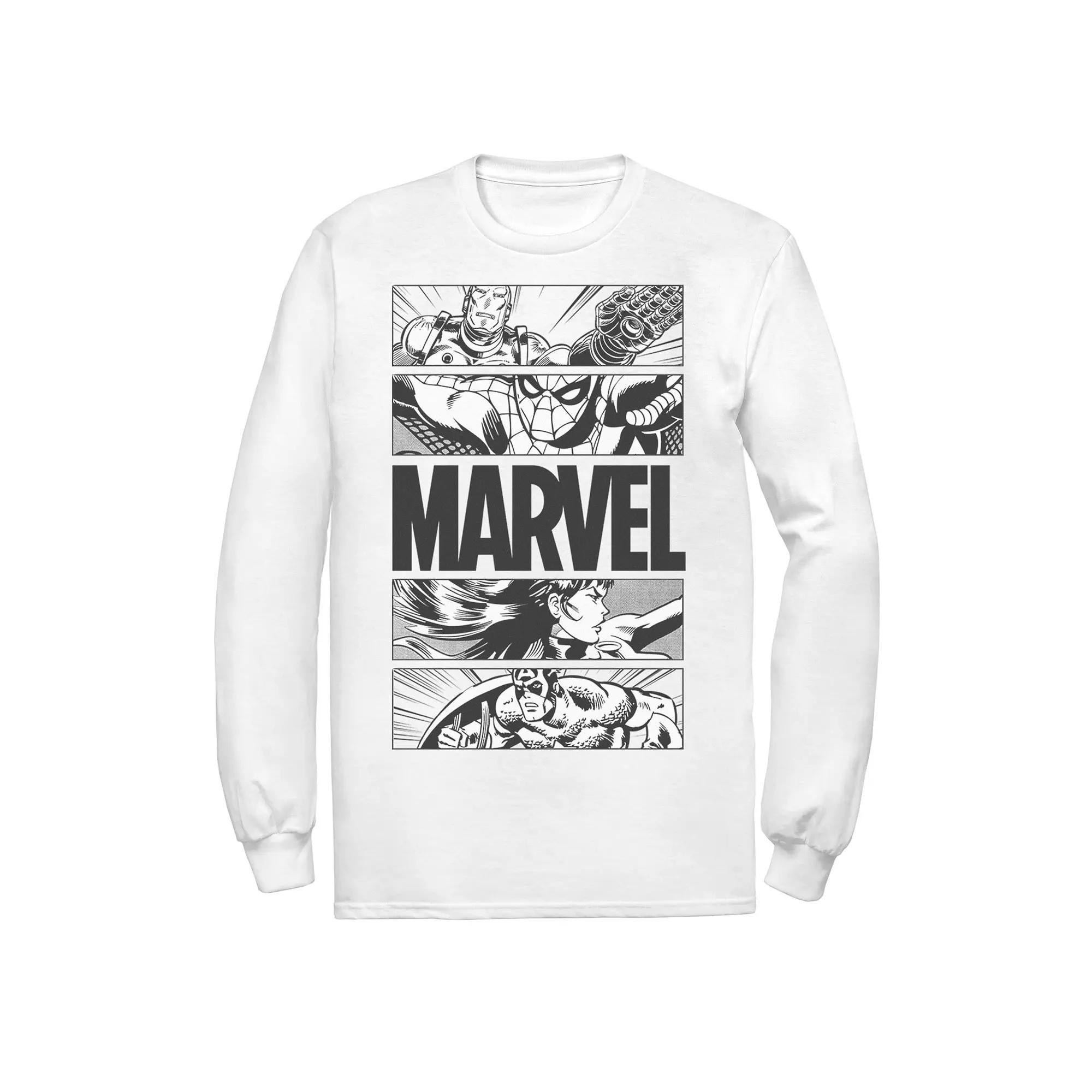 Men's Marvel Avengers Retro Action Panel Fill Tee, Boy's, Size: XL, White Product Image