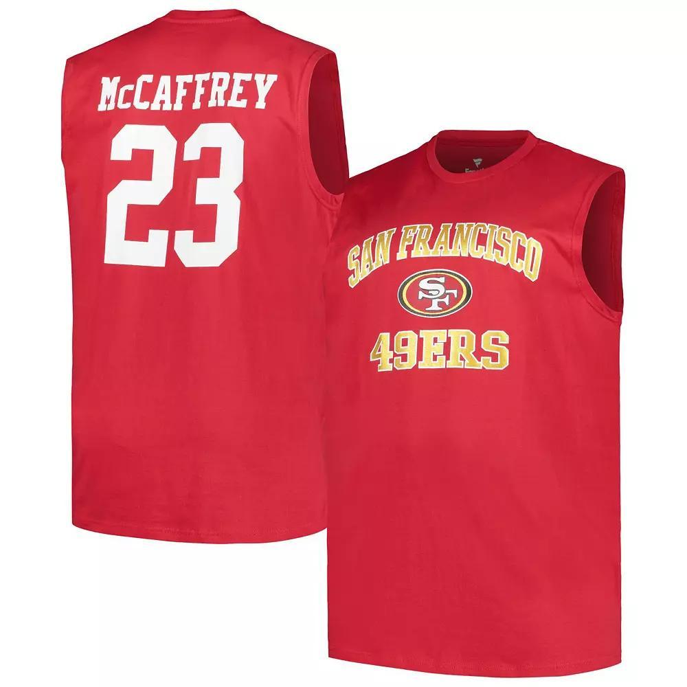 Men's Fanatics Christian McCaffrey Scarlet San Francisco 49ers Big & Tall Muscle Tank Top,  Product Image
