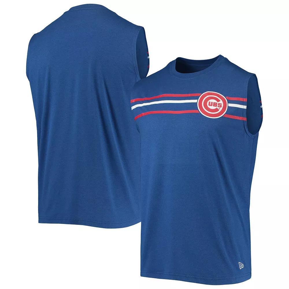 Men's New Era Heathered Royal Chicago Cubs Muscle Tank Top, Size: Small, Blue Product Image
