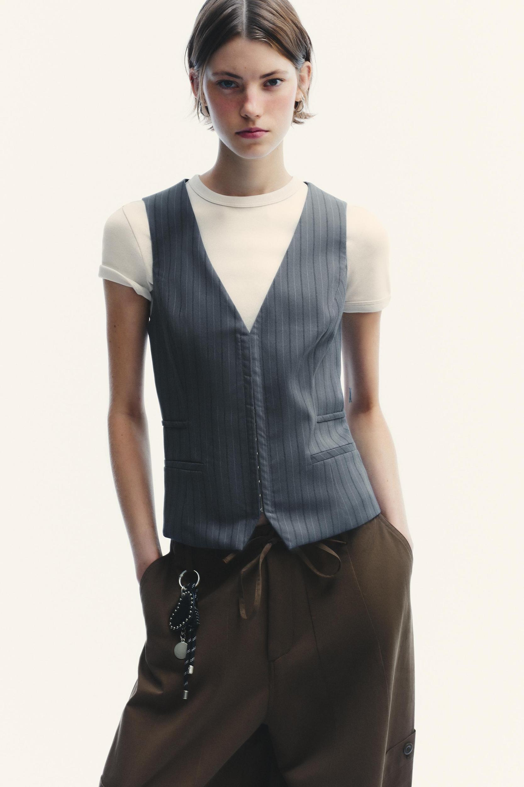 PINSTRIPE TOP VEST Product Image