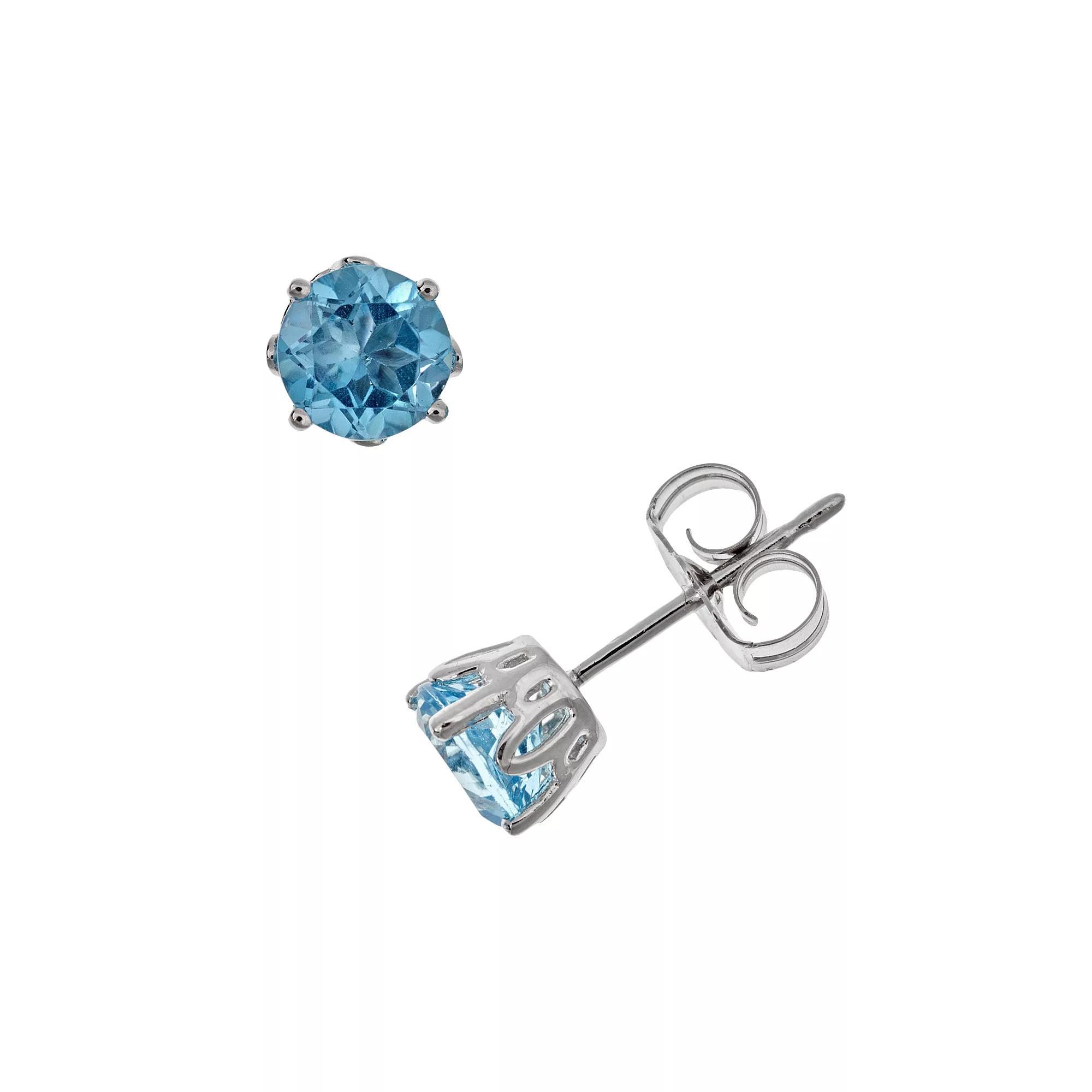 Celebration Gems Sterling Silver Swiss Blue Topaz Stud Earrings, Women's Product Image