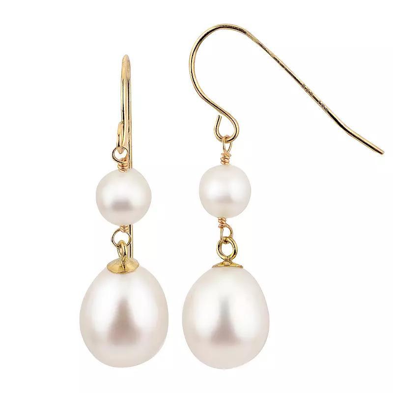 PearLustre by Imperial 14k Gold Freshwater Cultured Pearl Double Drop Earrings, Womens Product Image