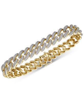 Mens Diamond Cuban Link Bracelet (1 ct. t.w.) in 14k Gold-Plated Sterling Silver Product Image