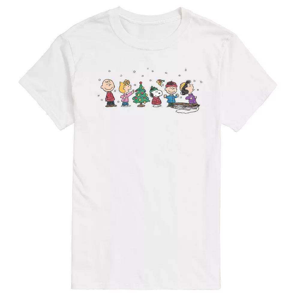 Men's Peanuts Christmas Group Graphic Tee, Size: Medium, White Product Image