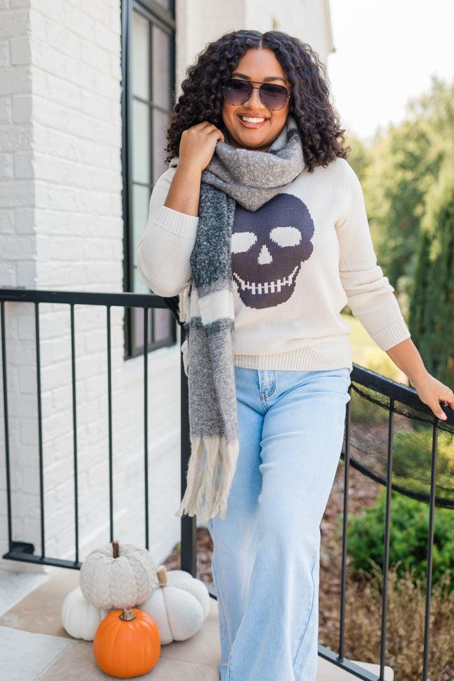 Bad To The Bone Stone Skull Sweater FINAL SALE Product Image