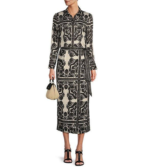 Antonio Melani Clio Printed Satin Coordinating Wrap Midi Skirt Product Image