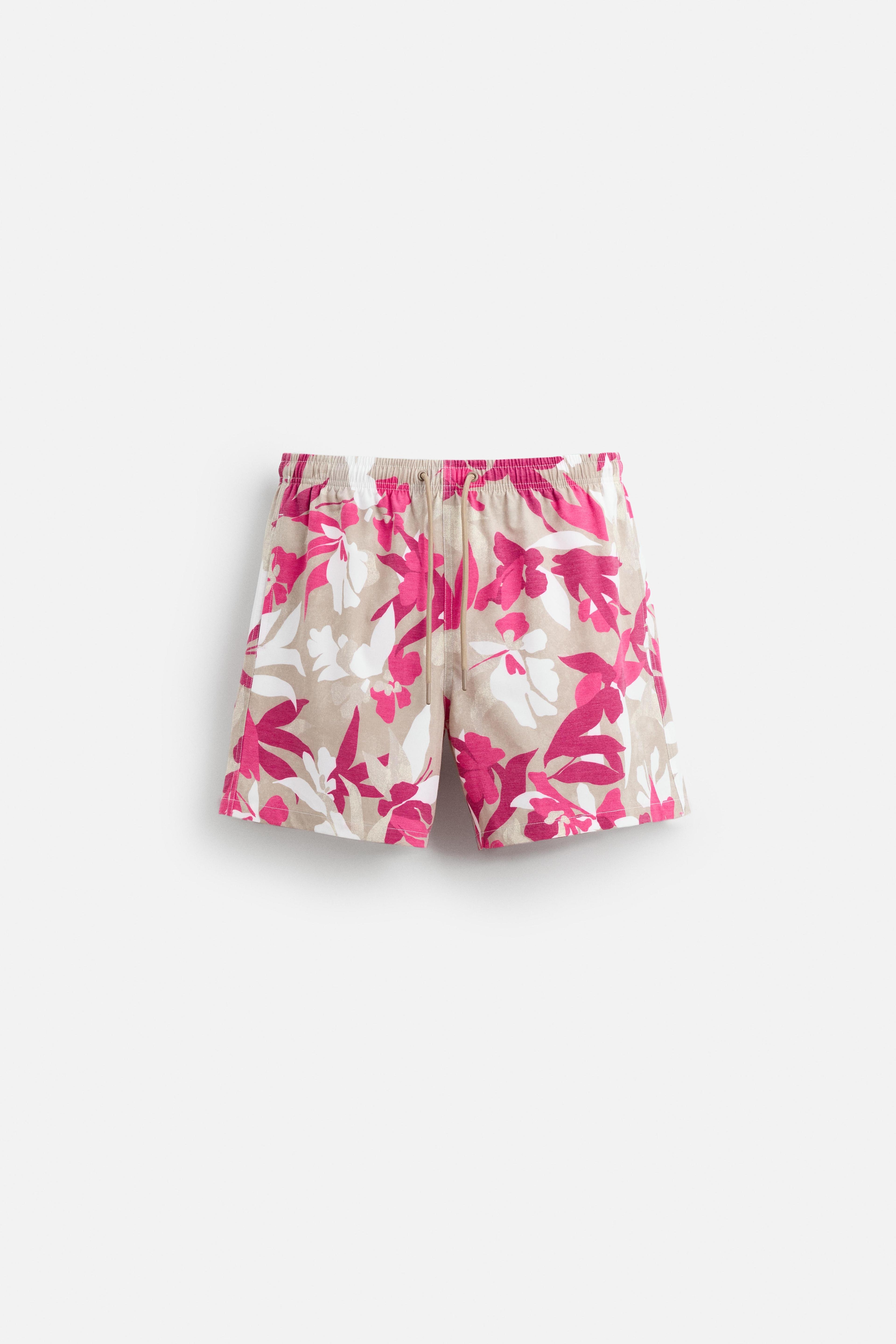 FLORAL PRINT SHORT SWIMMING TRUNKS Product Image