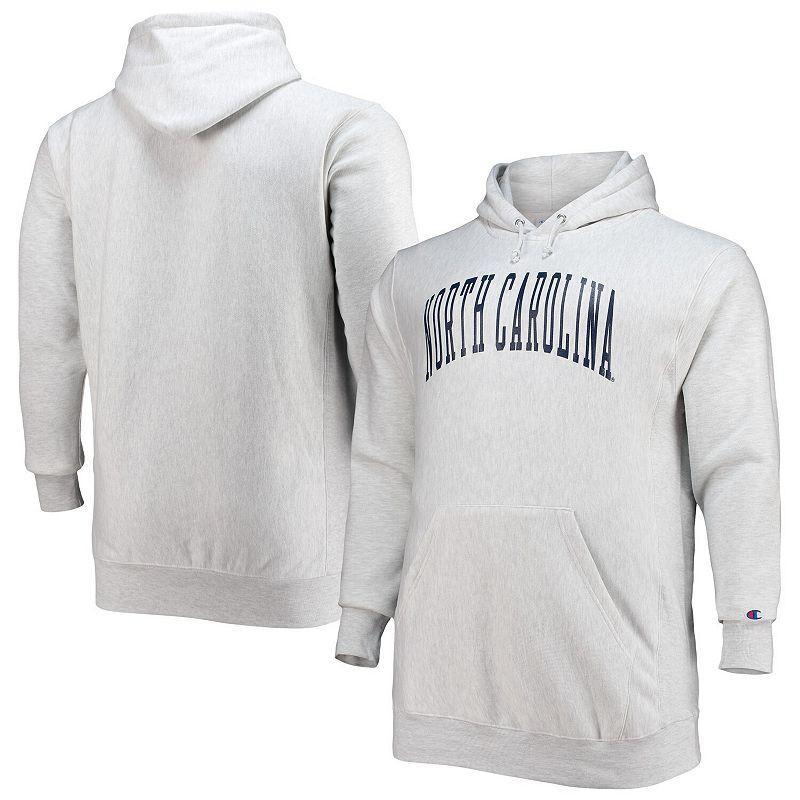 Men's Champion Heathered Gray North Carolina Tar Heels Big & Tall Reverse Weave Fleece Pullover Hoodie Sweatshirt,  Product Image