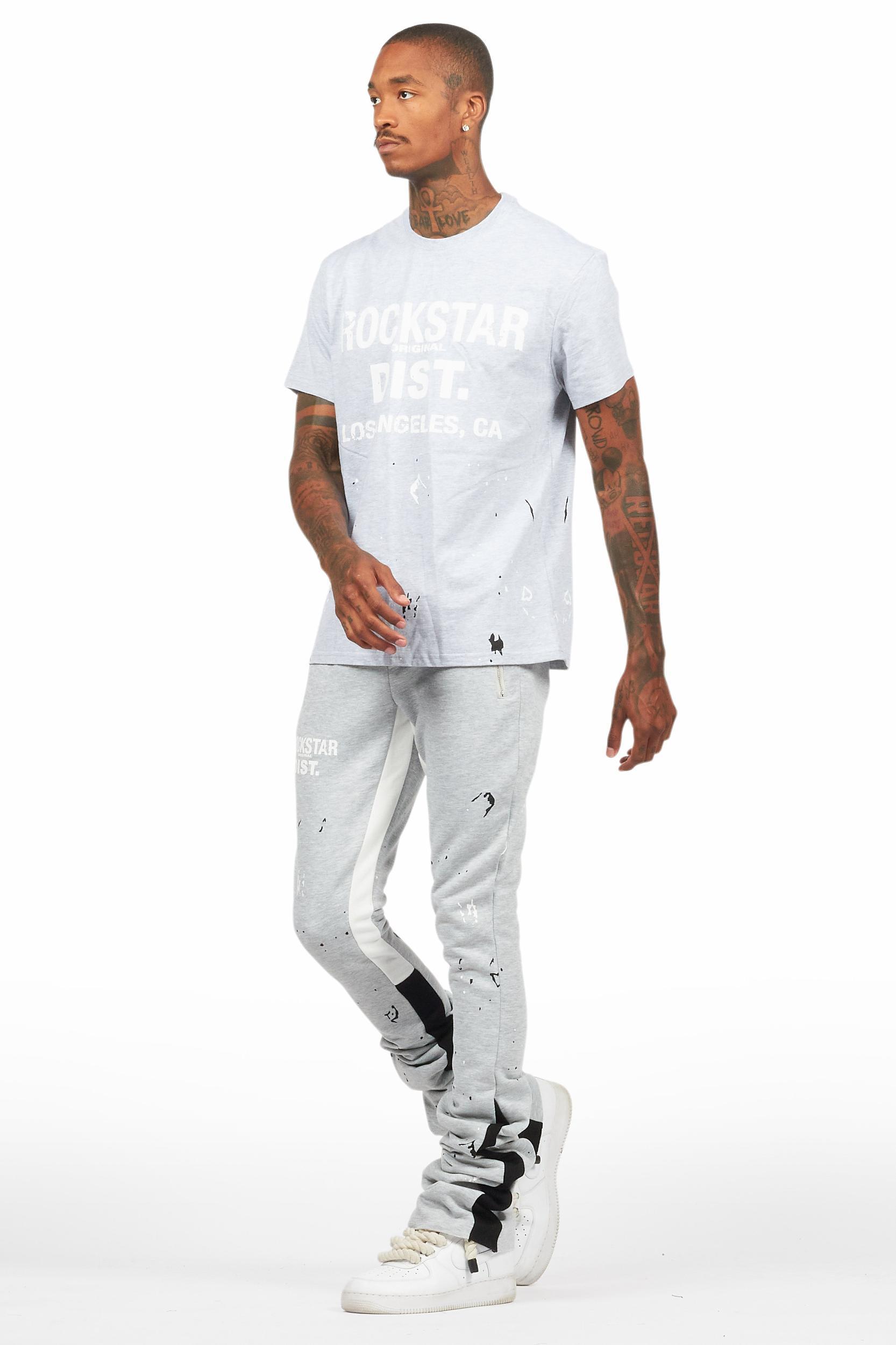 Scottie Heather Grey T-Shirt/Stacked Flare Track Pant Set Male Product Image