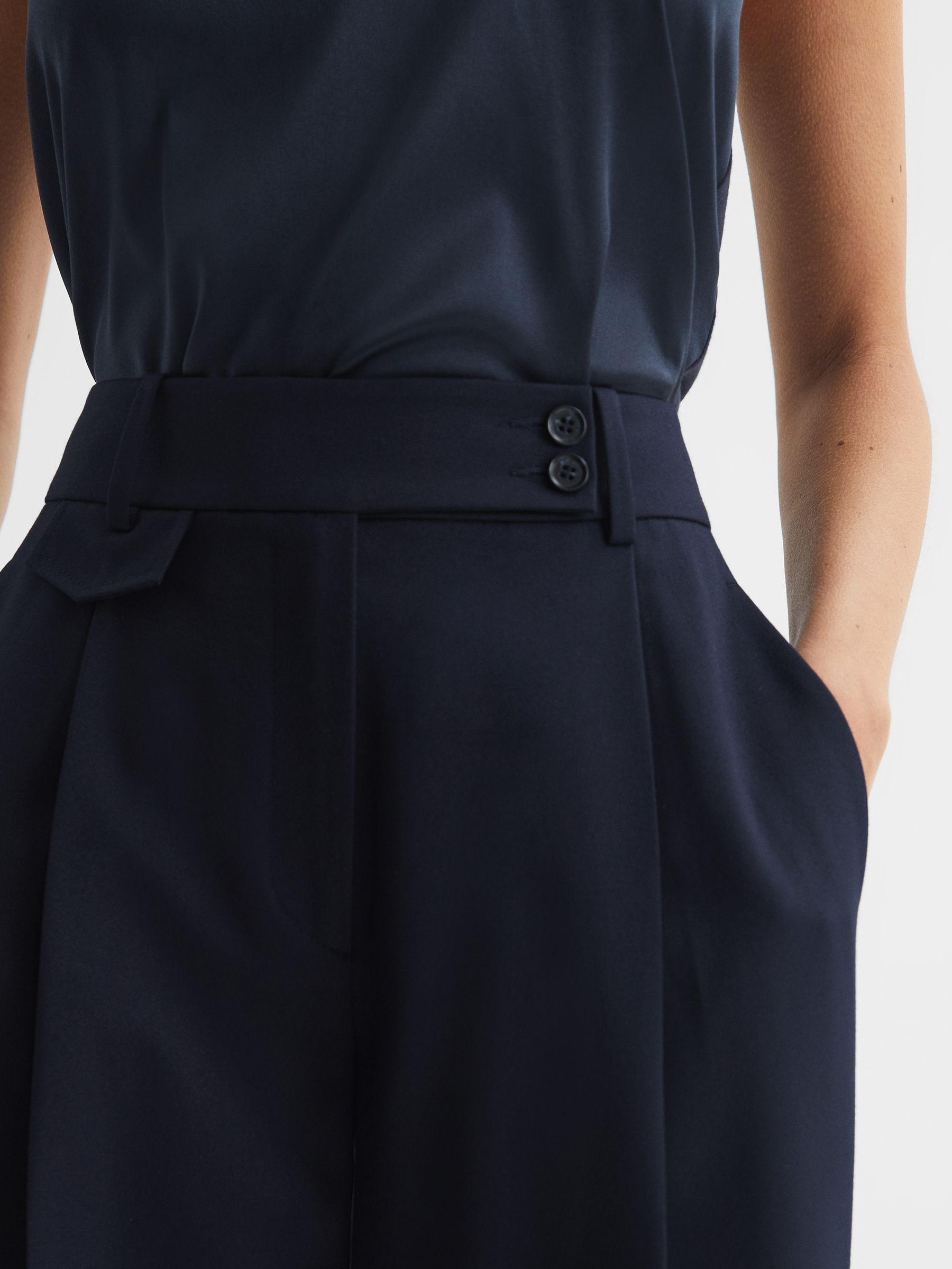 High Rise Cropped Tapered Trousers in Navy Product Image