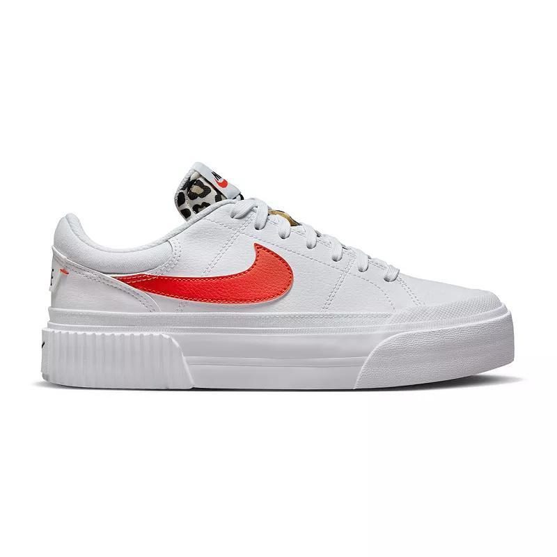 Nike Womens Court Legacy Lift LP - Basketball Shoes White/Orange/Black Product Image