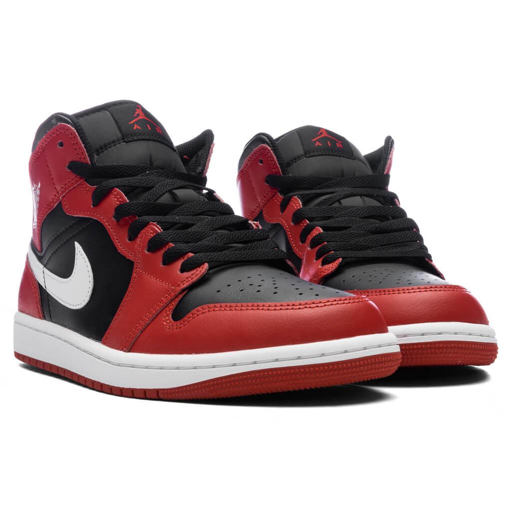 Air Jordan 1 Mid - Black/White/Gym Red Male Product Image