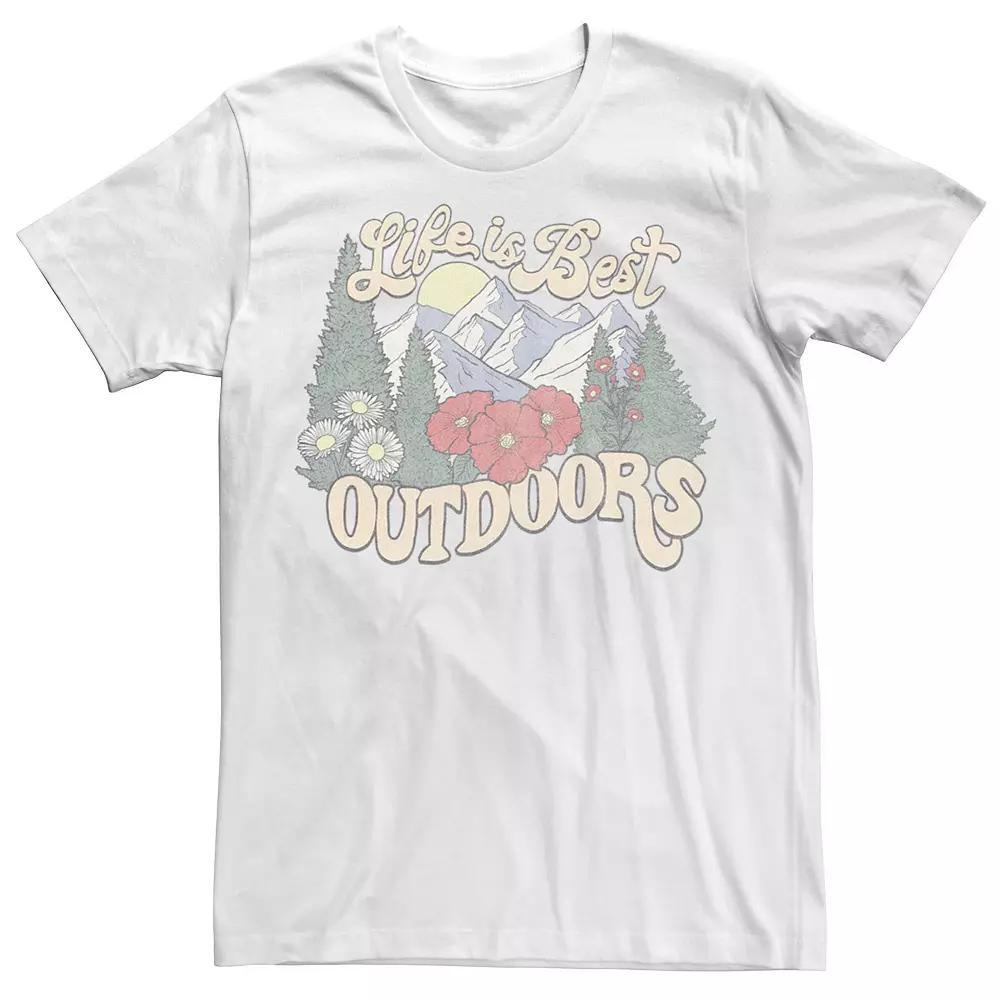 Men's Life Is Best Outdoors Mountain Forest Tee, Size: Large, White Product Image