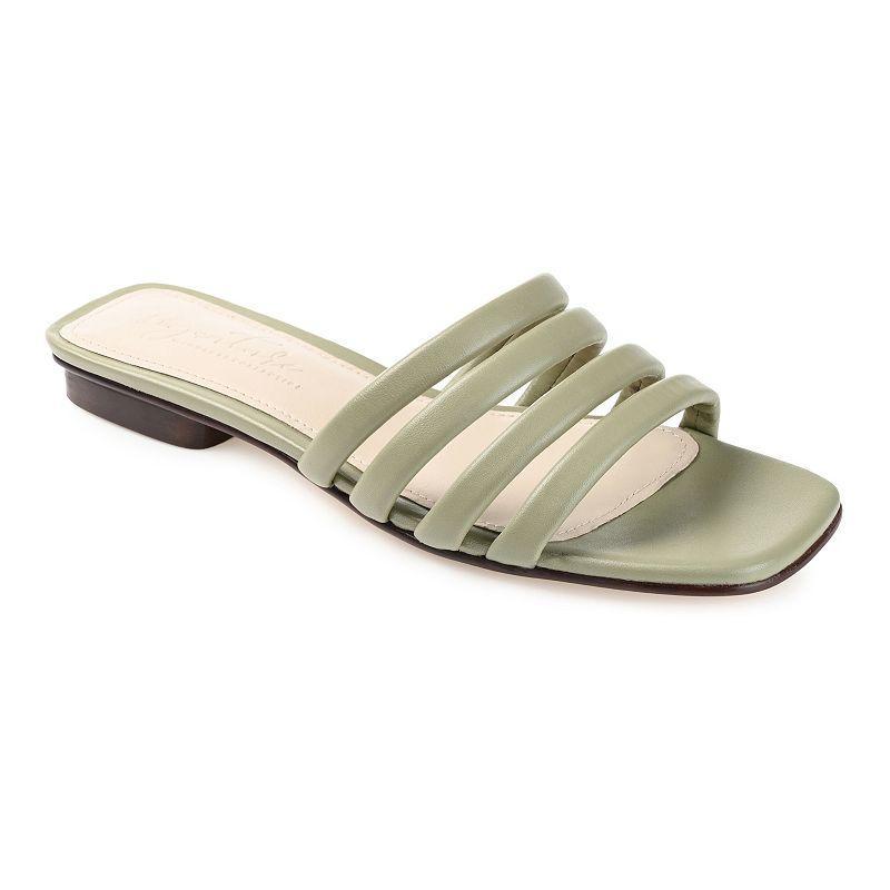 Journee Signature Cendi Women's Leather Slide Sandals, Size: 7.5, Green Product Image