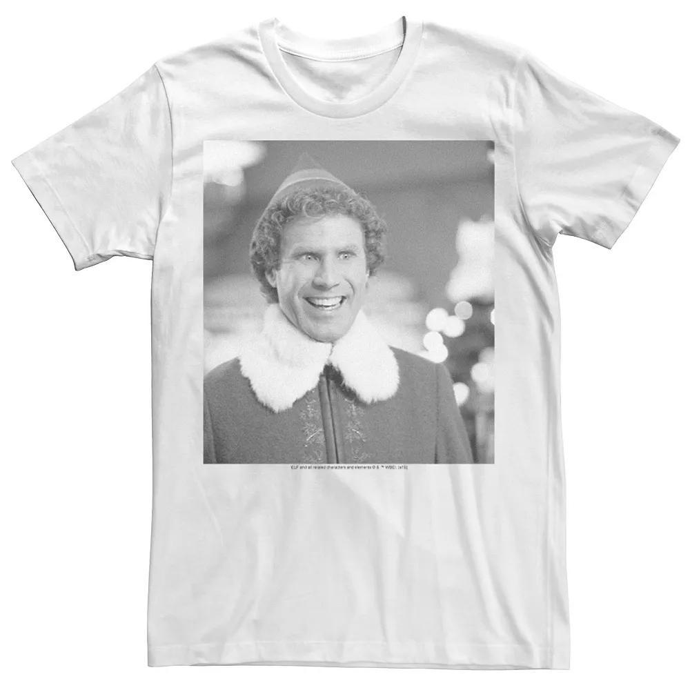 Men's Elf Buddy Black & White Laughing Photo Graphic Tee,  Product Image