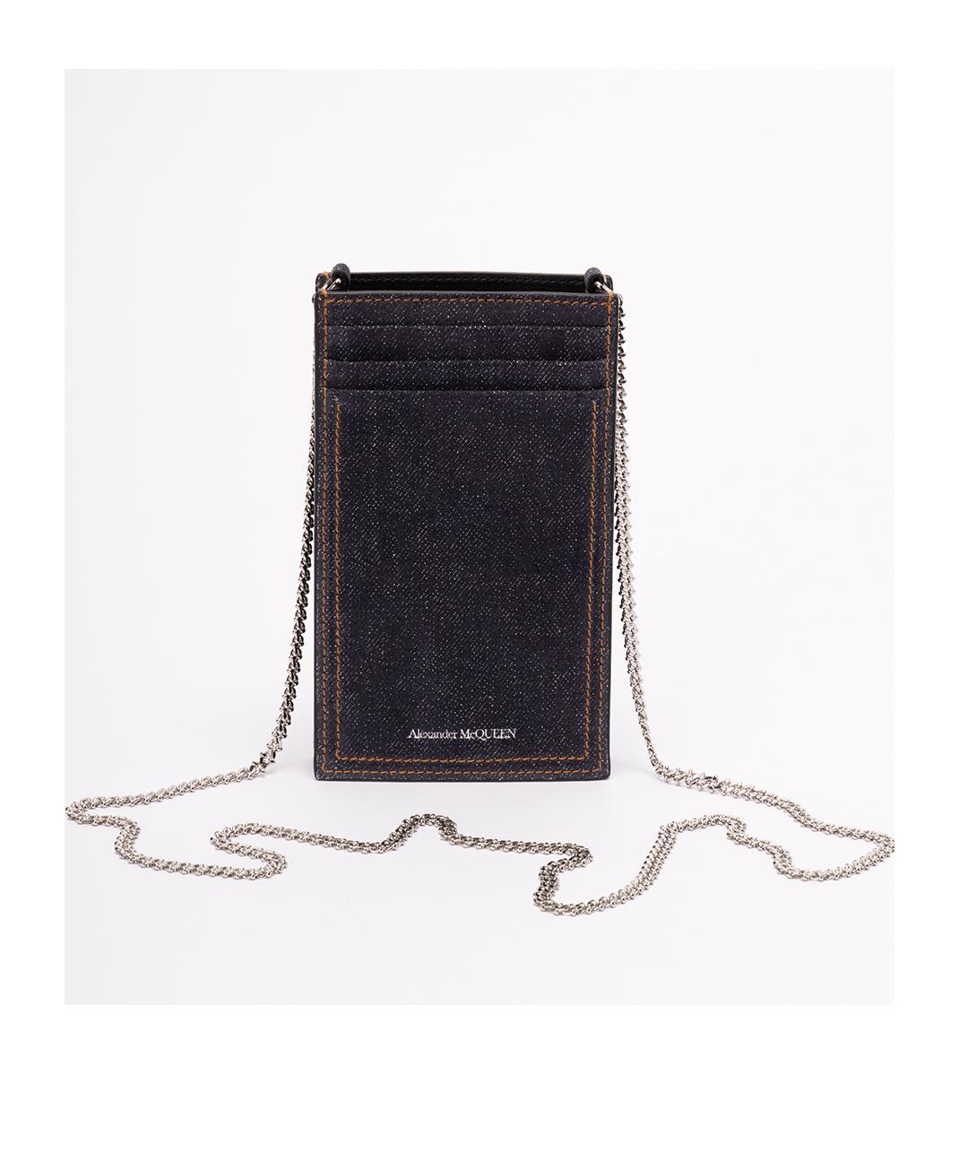 ALEXANDER MCQUEEN Skull-detail Denim Phone Holder In Black Product Image