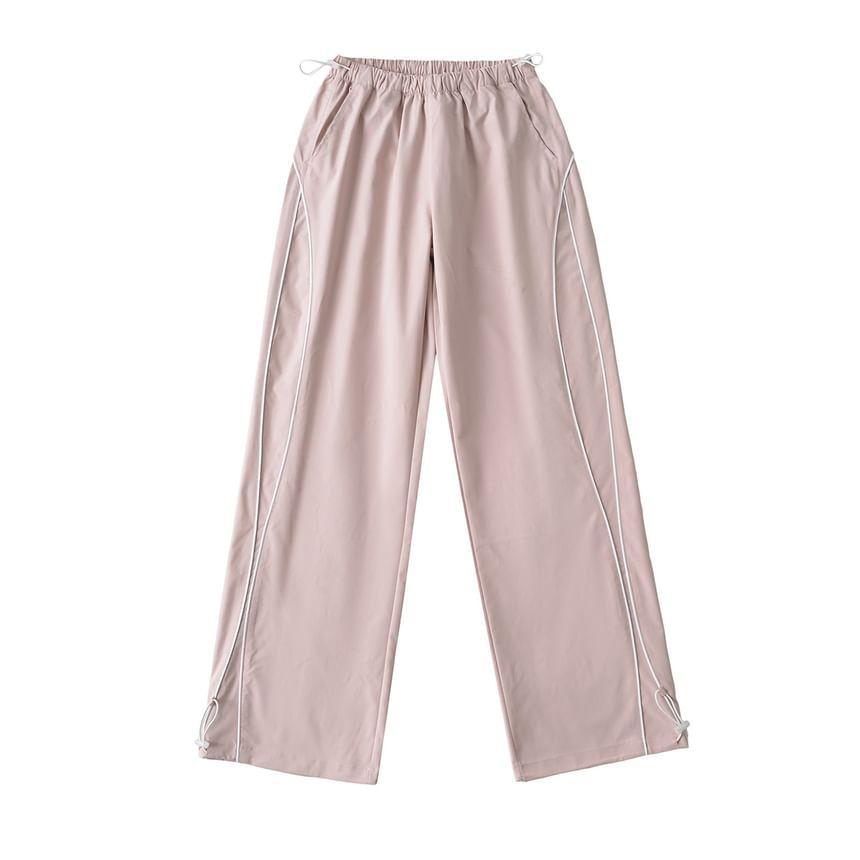 High Waist Drawstring Loose-Fit Wide-Leg Sweatpants Product Image