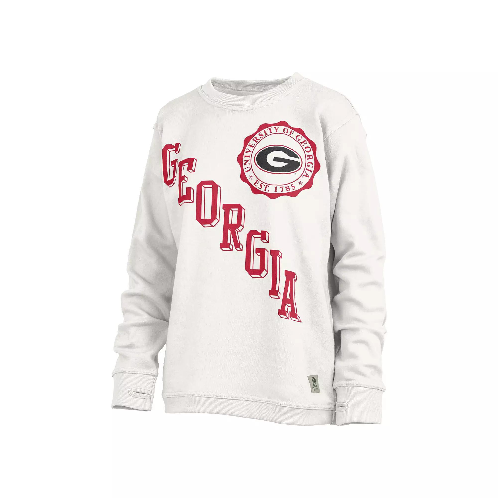 Women's Pressbox White Georgia Bulldogs Shoreline Sundown Pullover Sweatshirt,  Product Image
