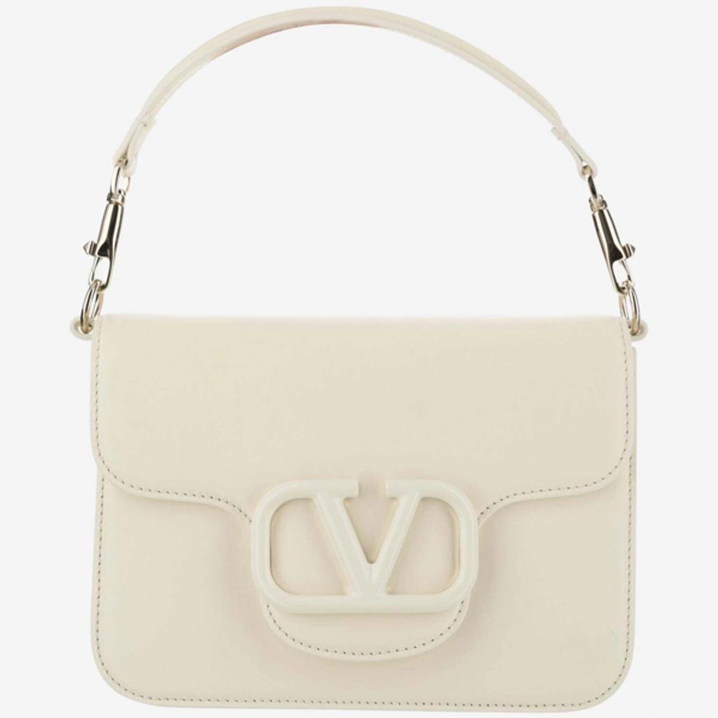 VALENTINO GARAVANI Locò Calfskin Shoulder Bag In White Product Image