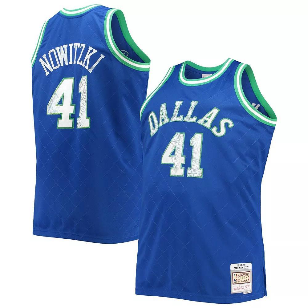 Men's Mitchell & Ness Dirk Nowitzki Royal Dallas Mavericks Big & Tall 1998-99 NBA 75th Anniversary Diamond Swingman Jersey, Size: 6XB, Blue Product Image