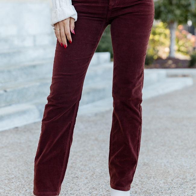 On The Run Brown Velvet Jeans Product Image