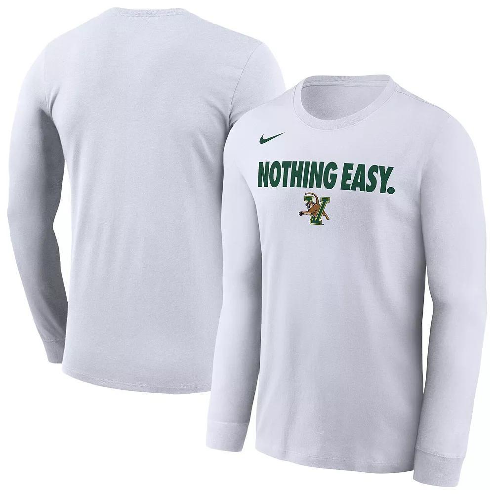 Men's Nike White Vermont Catamounts 2025 On-Court Bench Long Sleeve T-Shirt, Size: Large, Vmt White Product Image