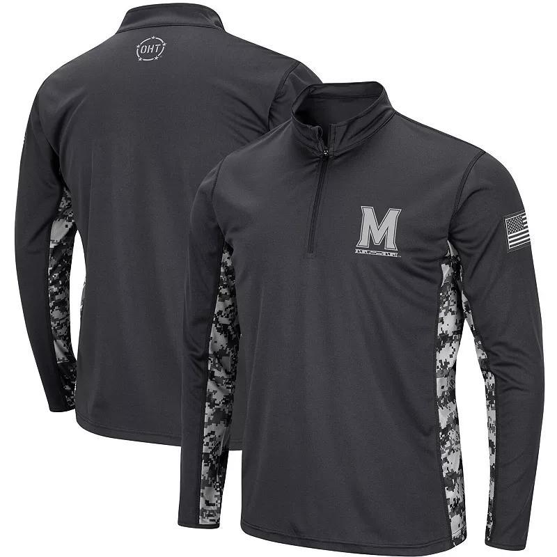 Men's Colosseum Charcoal Maryland Terrapins OHT Military Appreciation Digital Camo Lightweight Quarter-Zip Pullover, Size: Large Product Image