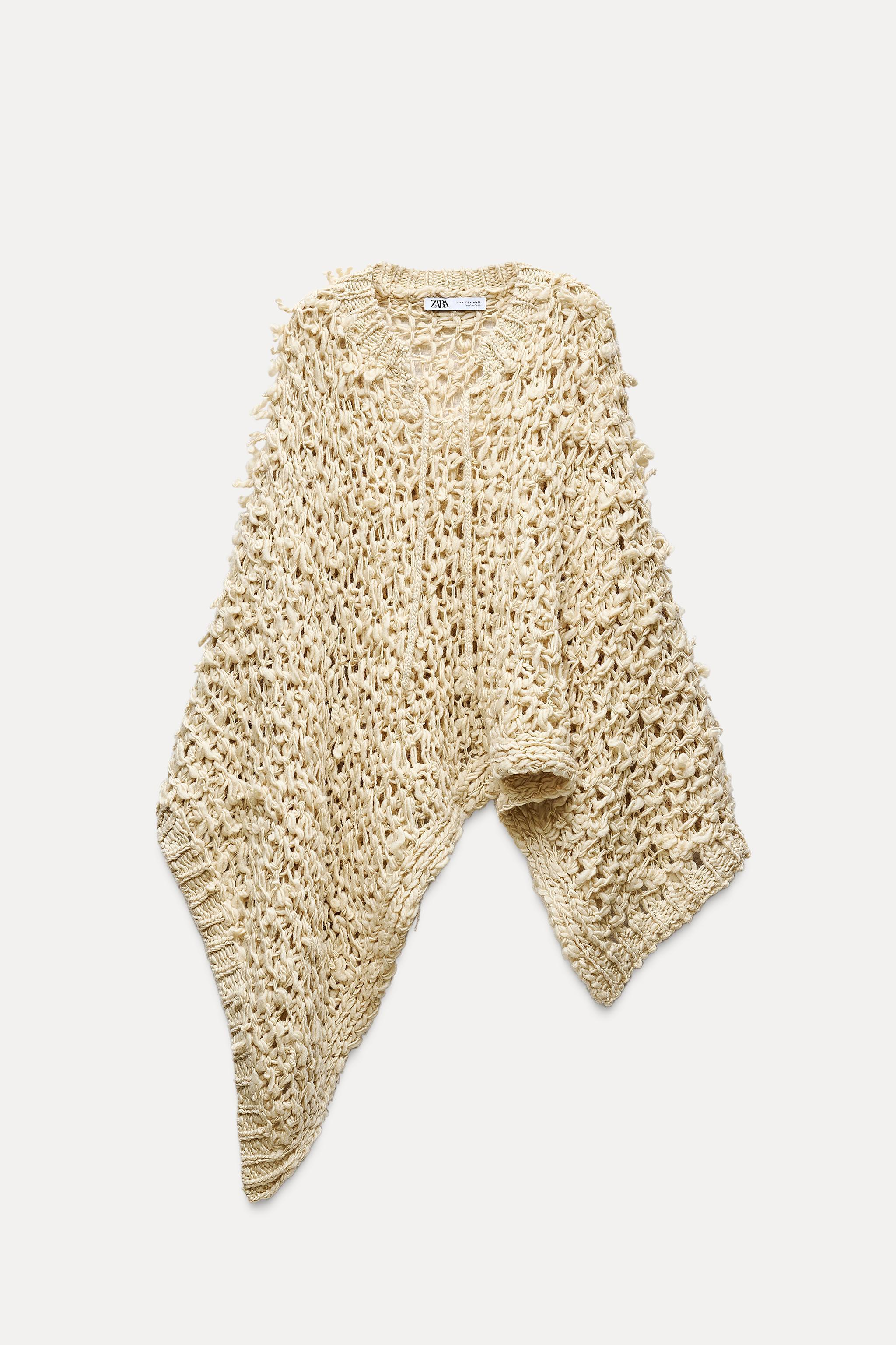 OPENWORK KNIT PONCHO SWEATER Product Image