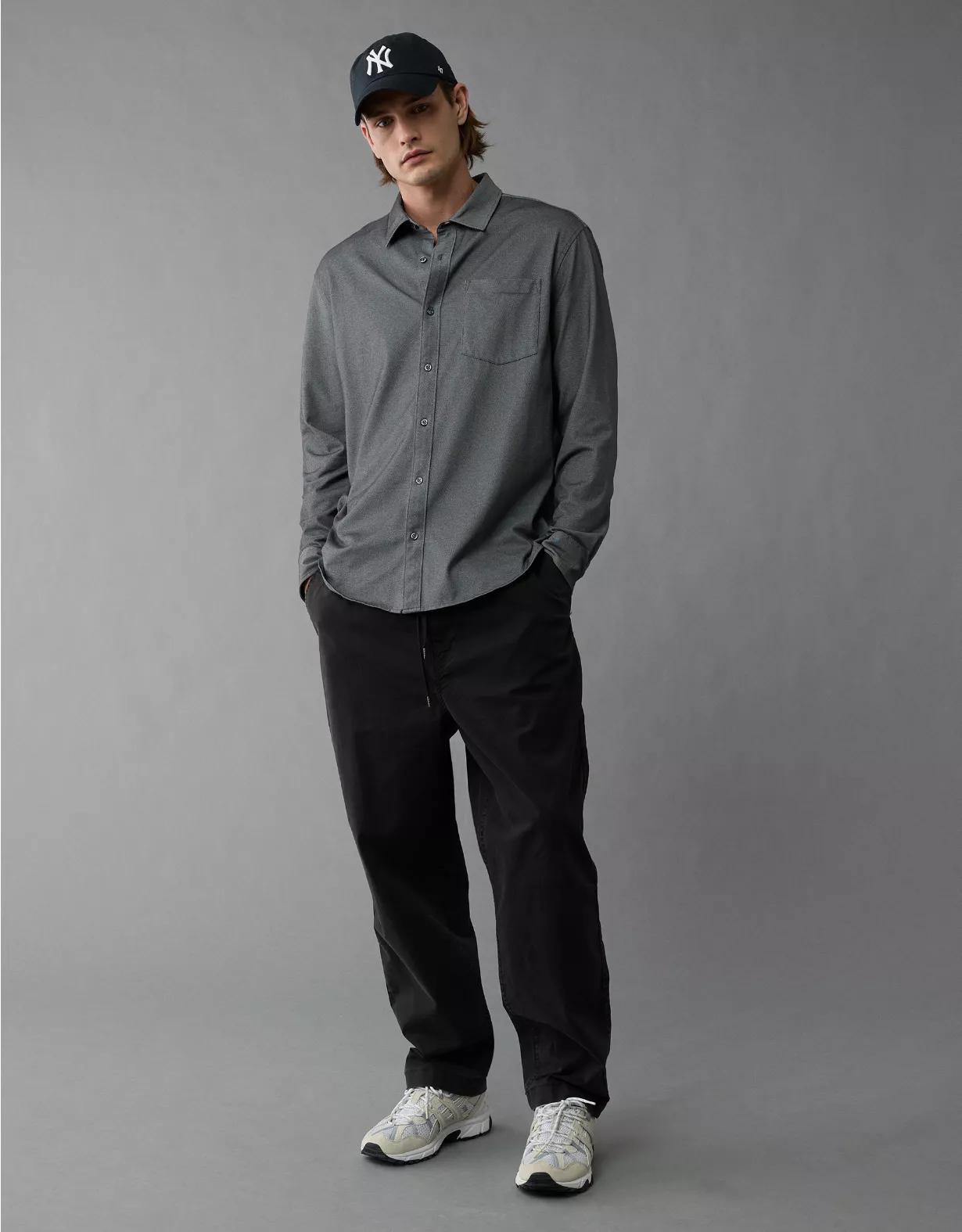 AE 24/7 Club Long Sleeve Button-Up Shirt Product Image