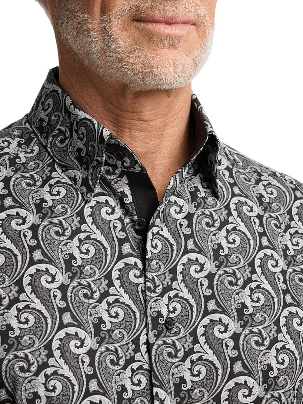 Performance Stretch Paisley Casual Shirt - Black/grey Product Image