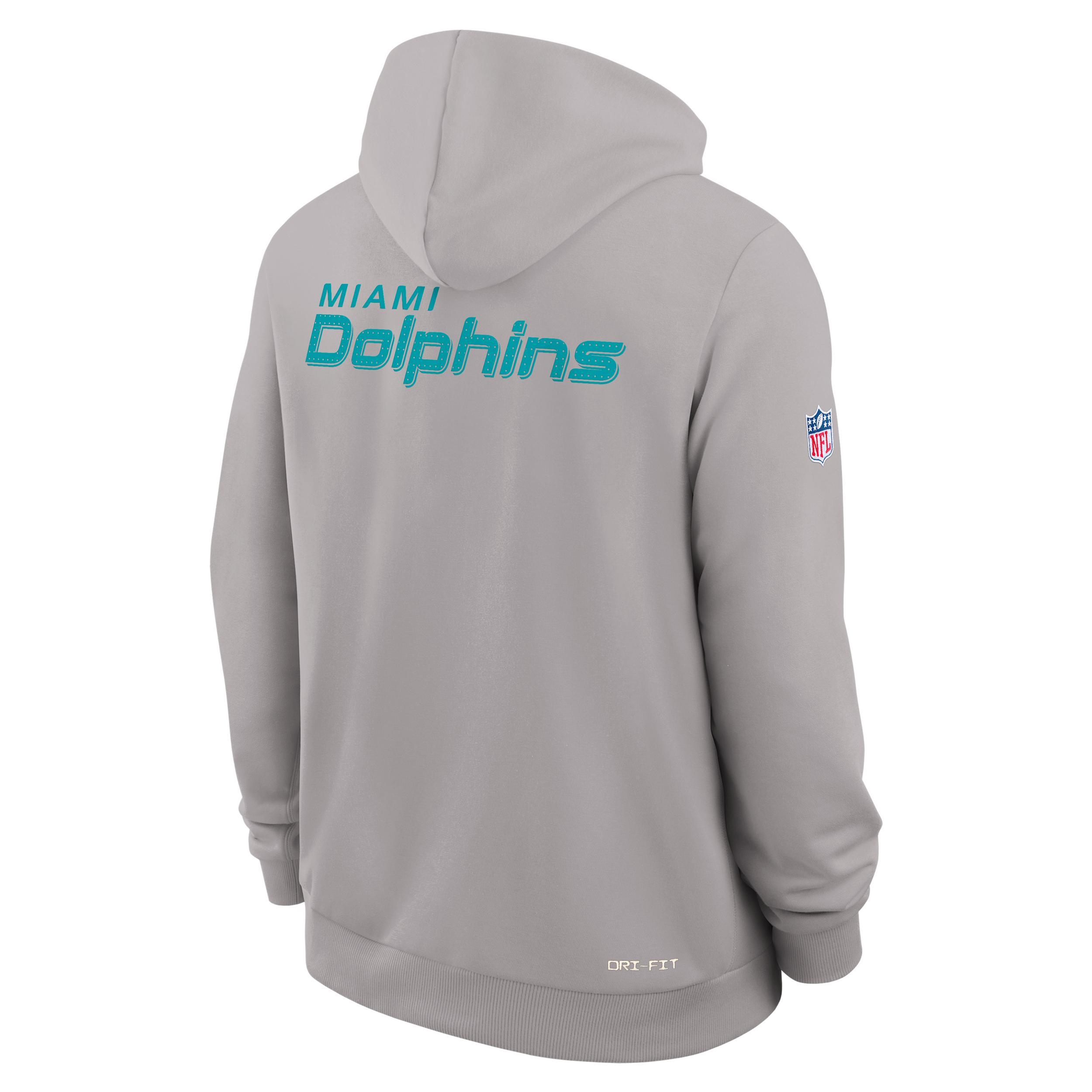 Miami Dolphins Initial Home Sideline Nike Mens Dri-FIT NFL Pullover Hoodie | 03AZ09T9P-A0M Product Image