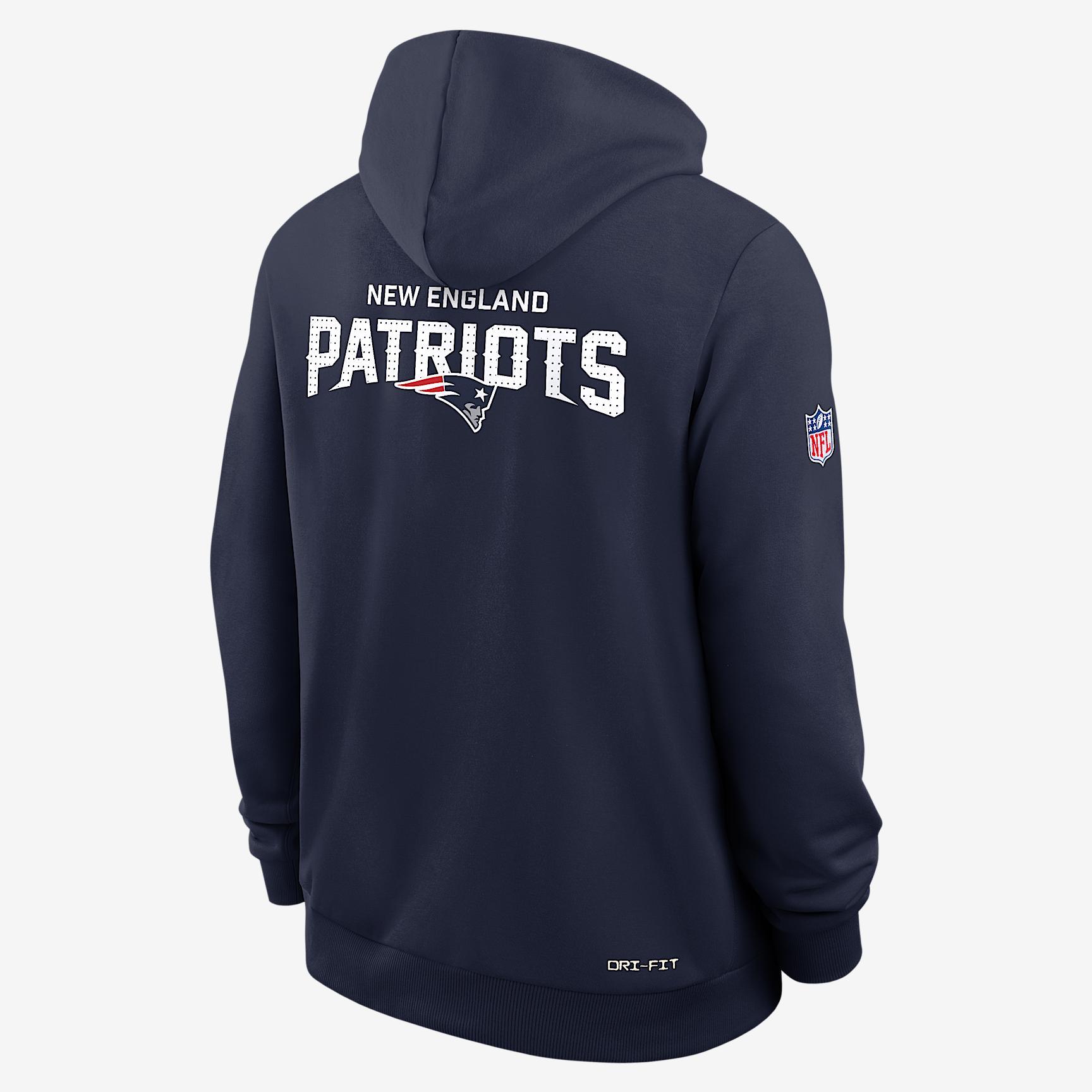 New England Patriots Initial Home Sideline Nike Mens Dri-FIT NFL Pullover Hoodie | 03AZ41S8K-A0M Product Image