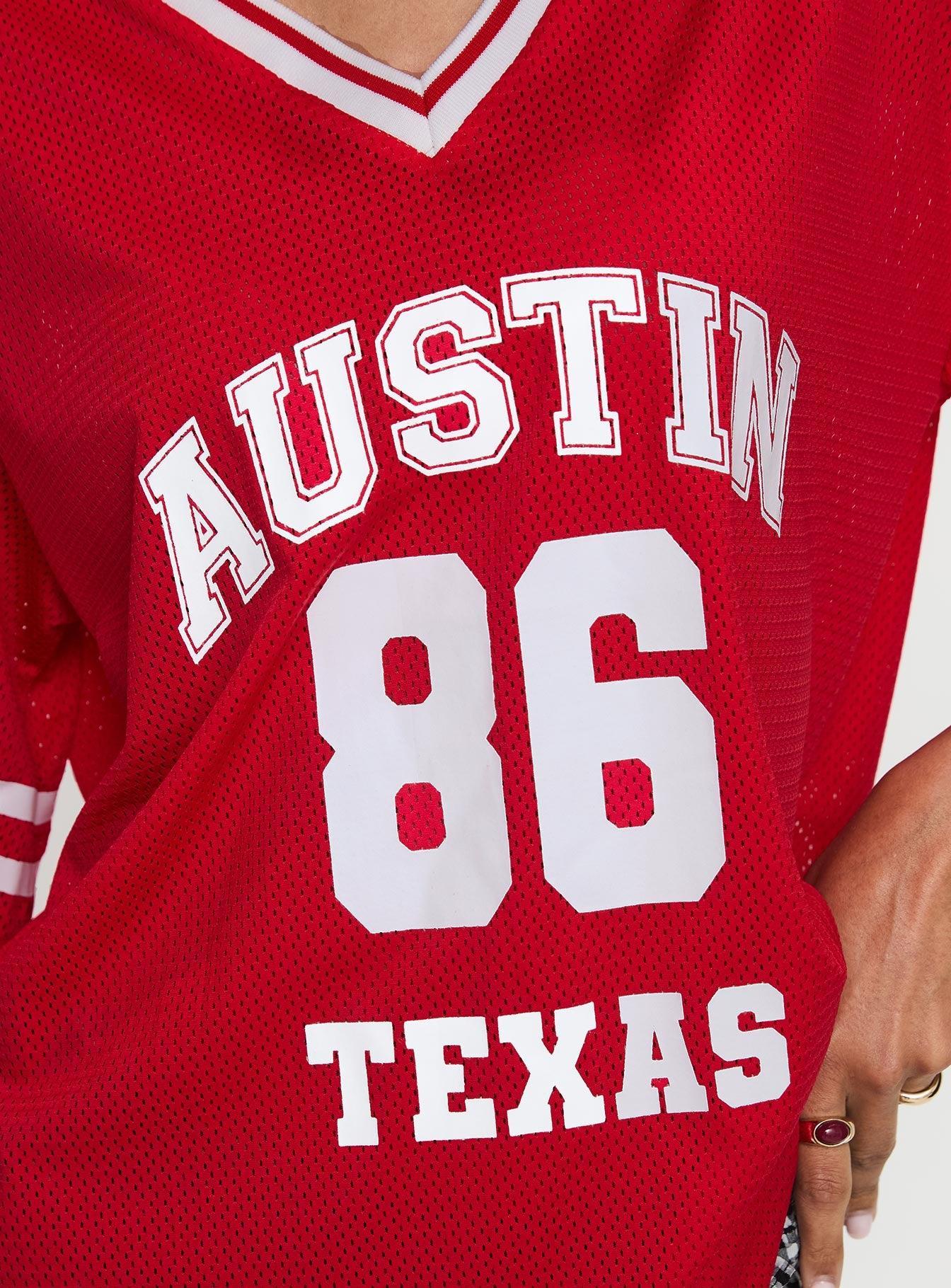 Austin Texas Sports Jersey Top Red Product Image