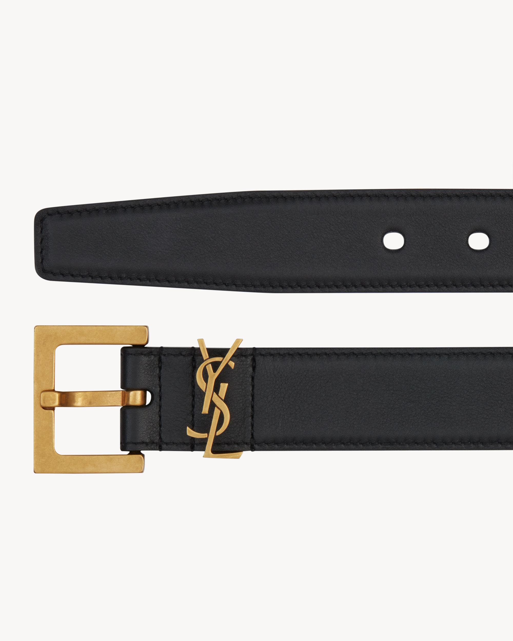 Cassandre Belt with square buckle in smooth leather Product Image