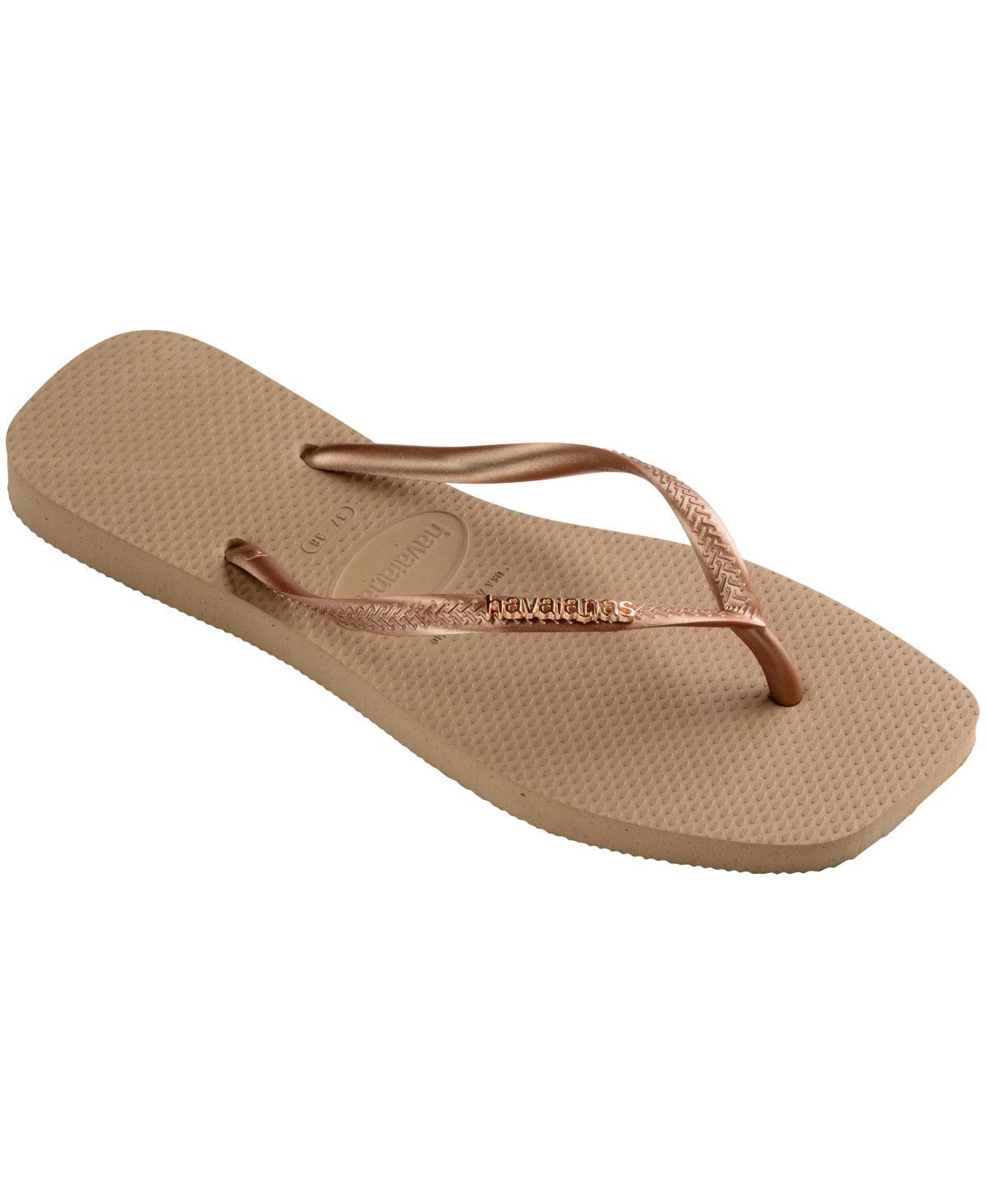 Havaianas Womens Slim Square Logo Metallic Flip Flops Product Image