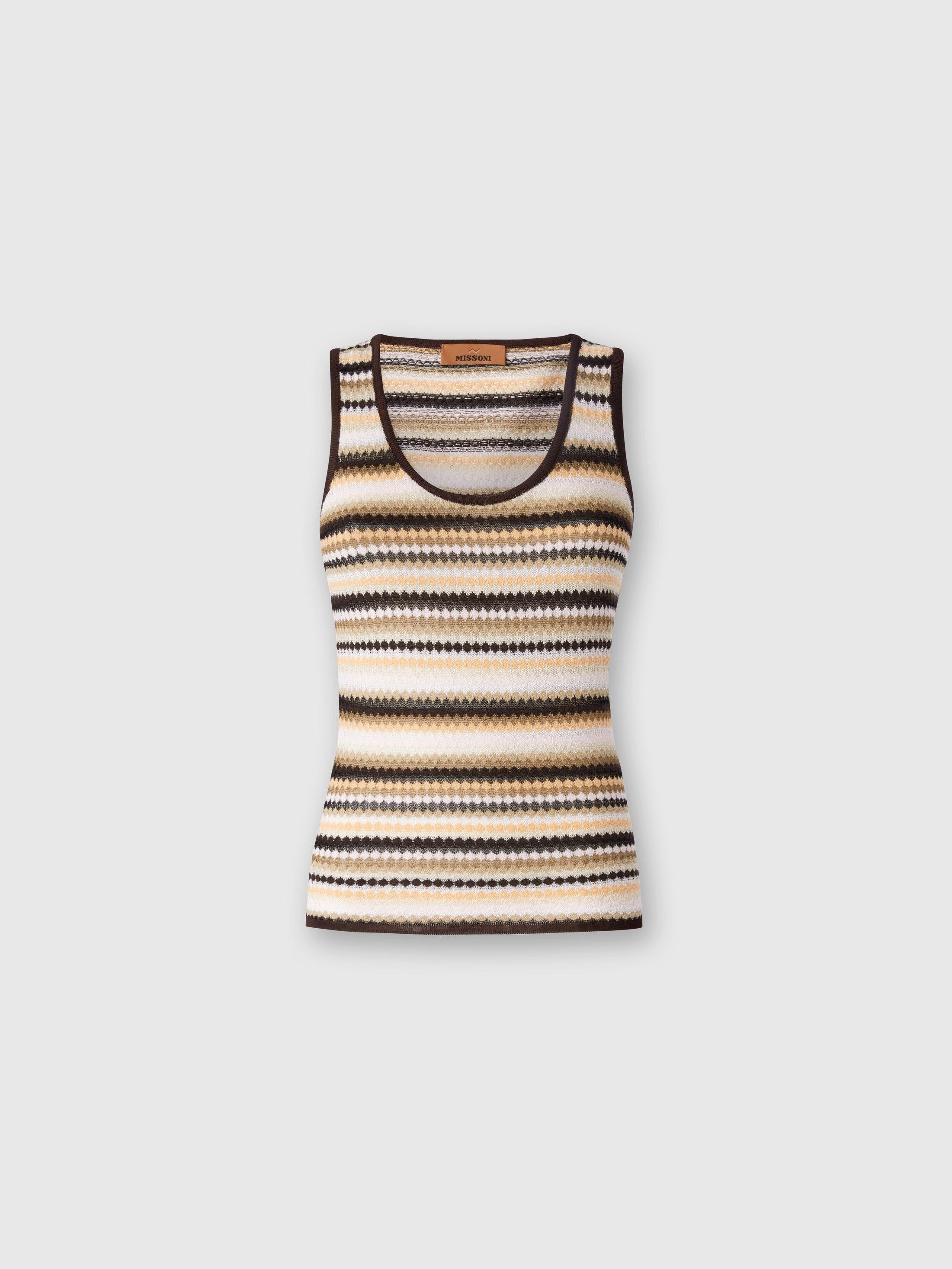 Striped cotton and viscose tank top Product Image