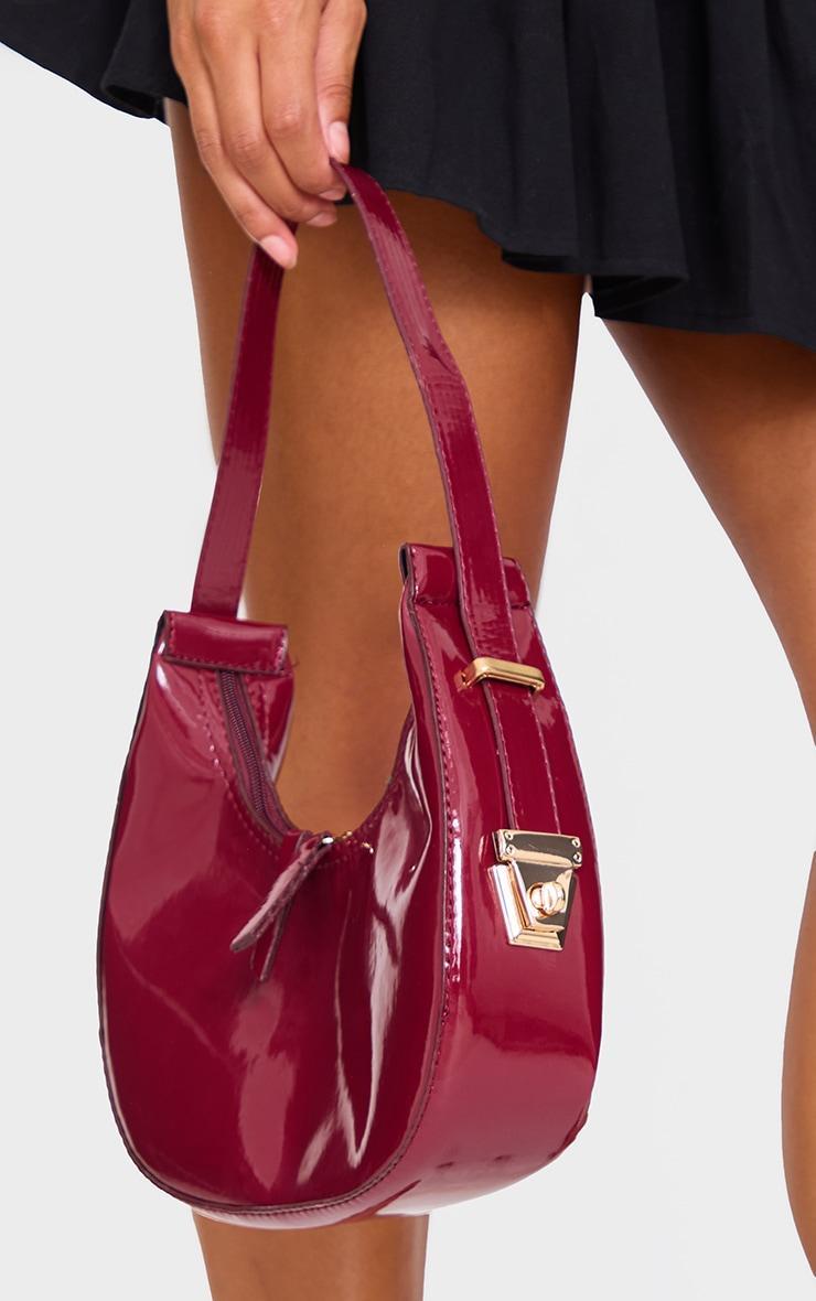 Burgundy Rounded Patent Shoulder Bag Product Image