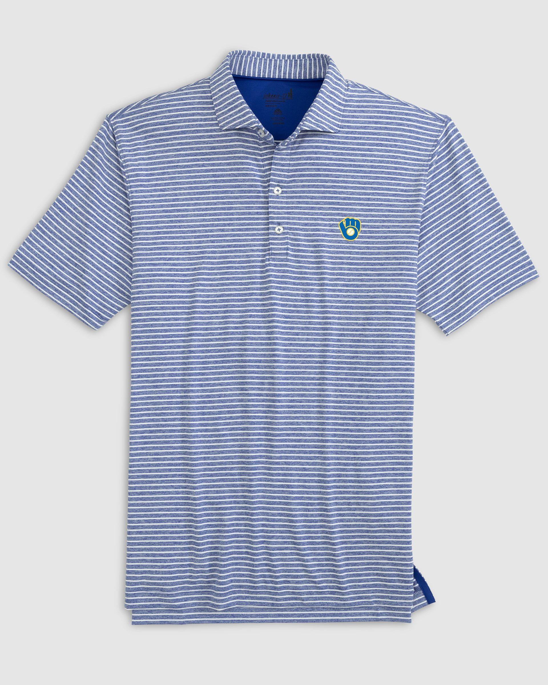 johnnie-O Texas Rangers Clipperr Striped Jersey Performance Polo - Cooperstown Logo Product Image