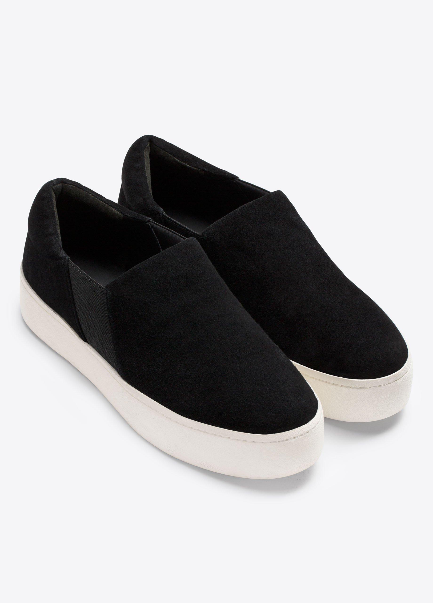 Womens Suede Warren Sneaker, Black, Size 8.5 Vince Product Image