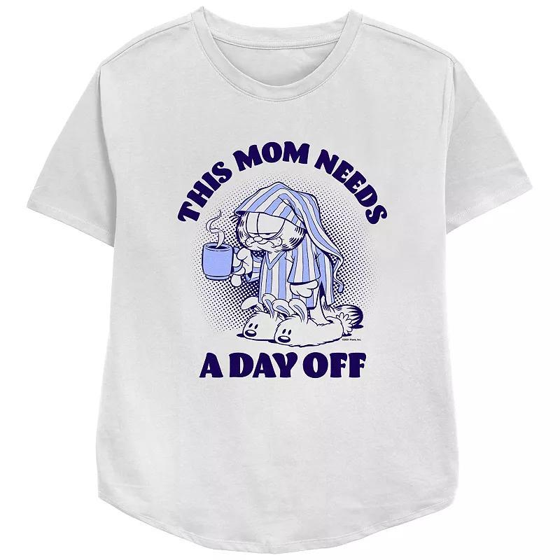 Women's Garfield This Mom Needs A Day Off Relaxed Fit Graphic Tee, Size: Medium, White Product Image