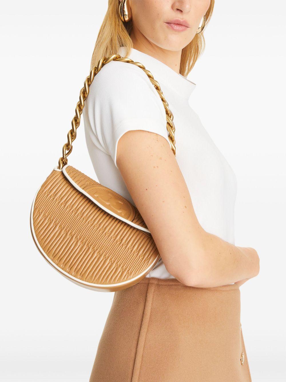 TORY BURCH Mini Fleming Crescent Bag In Beige Product Image