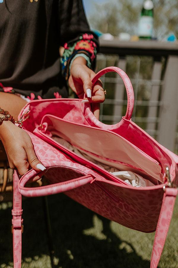 Leopard Chic Faux Leather Tote In Pink Product Image