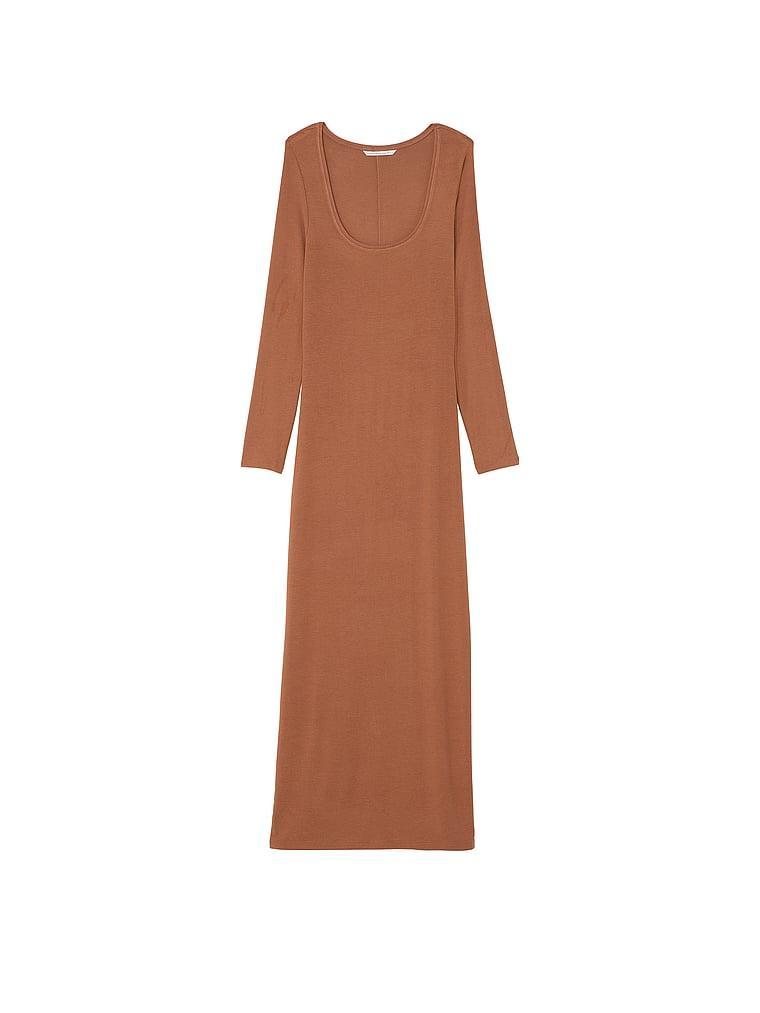 Ribbed Modal Long-Sleeve Slip Dress Product Image