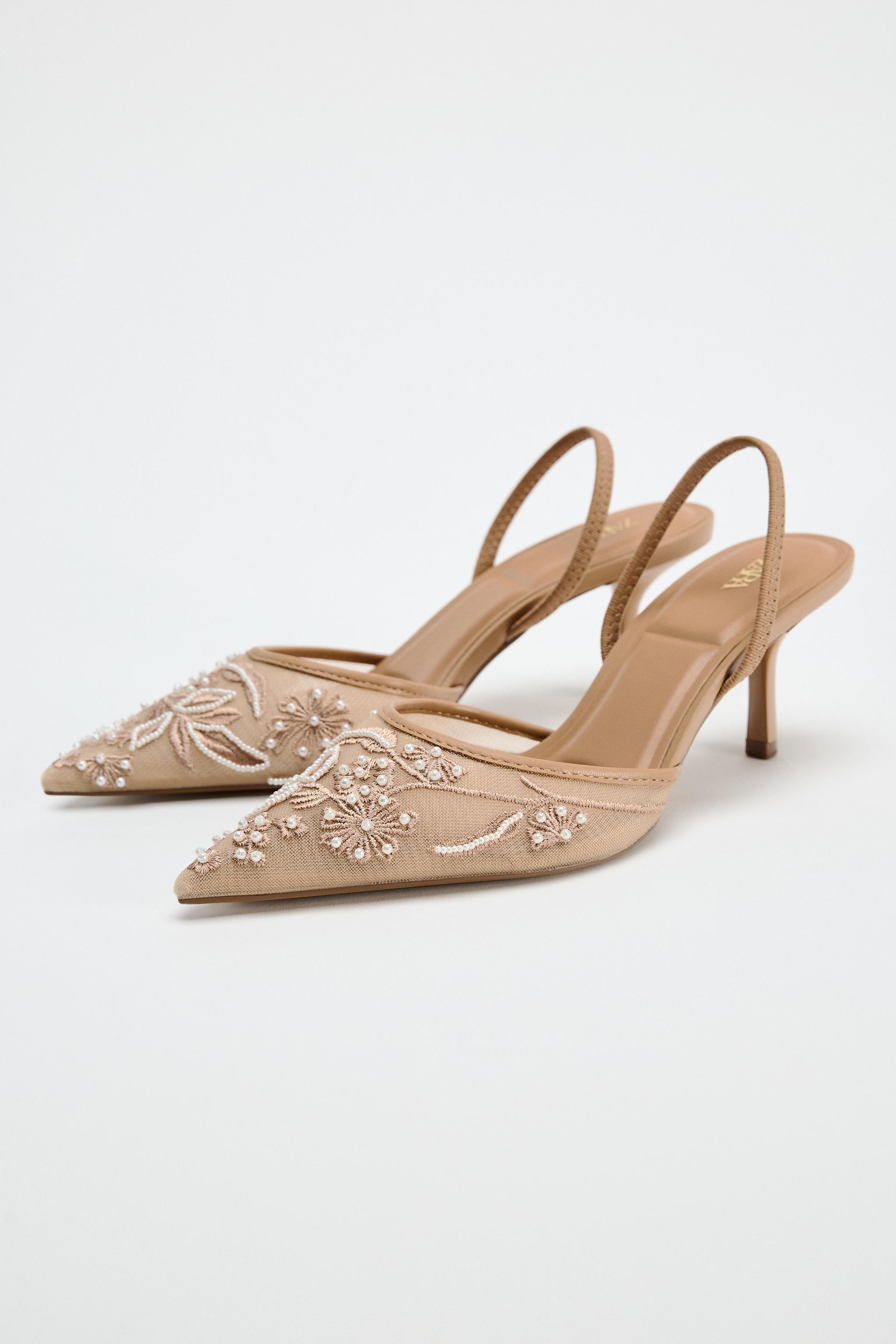 EMBROIDERED MESH SLINGBACK SHOES Product Image