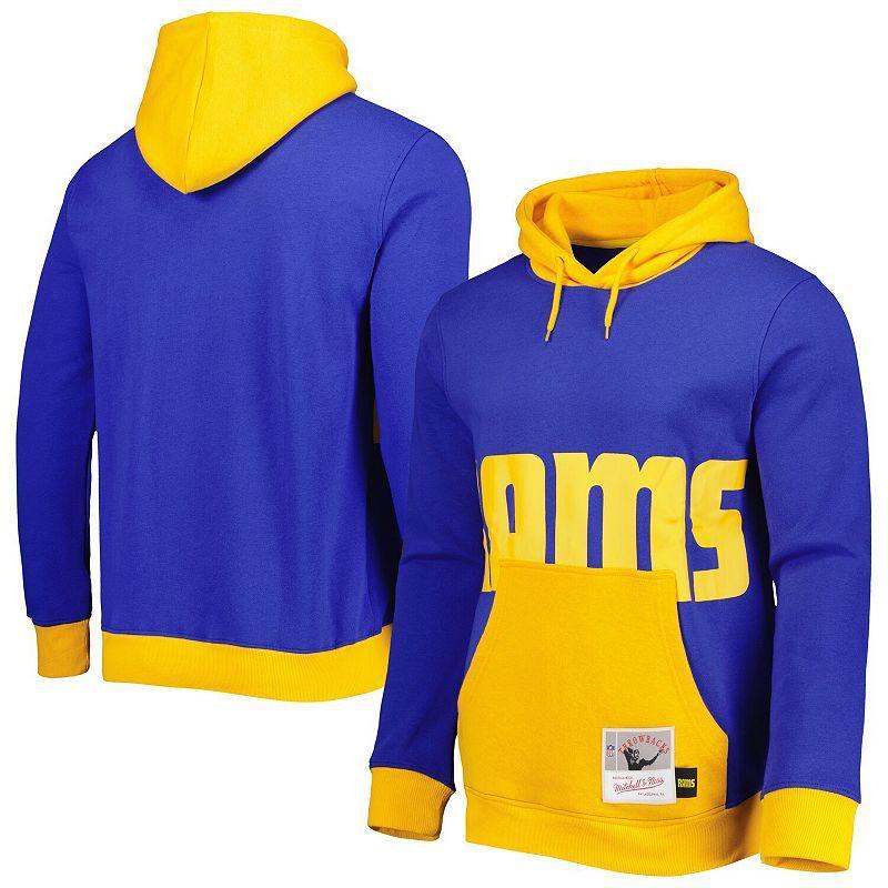 Mens Mitchell & Ness Royal Los Angeles Rams Big Face 5.0 Pullover Hoodie Product Image