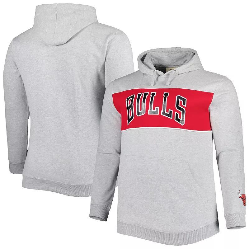 Mens Fanatics Branded Heather Gray Chicago Bulls Big & Tall Wordmark Pullover Hoodie Product Image