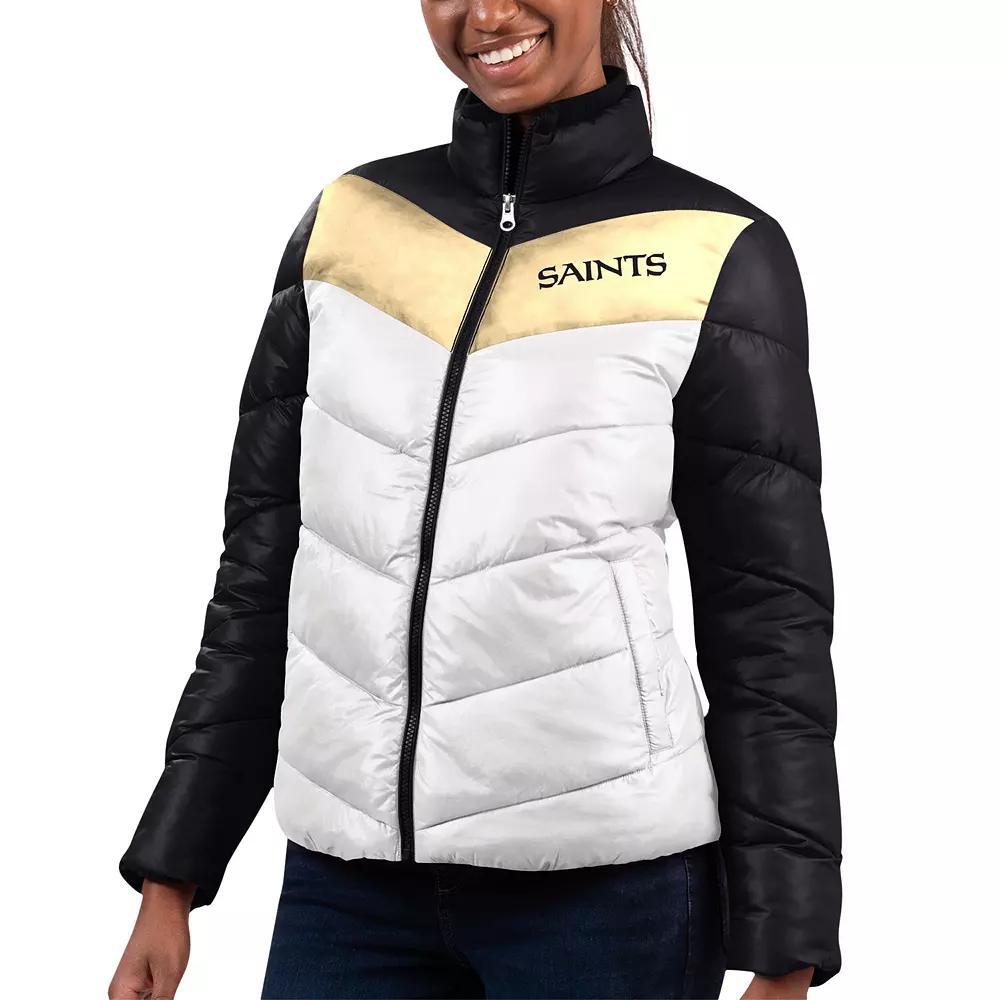 Women's G-III 4Her by Carl Banks White/Black New Orleans Saints New Star Quilted Full-Zip Jacket,  Product Image